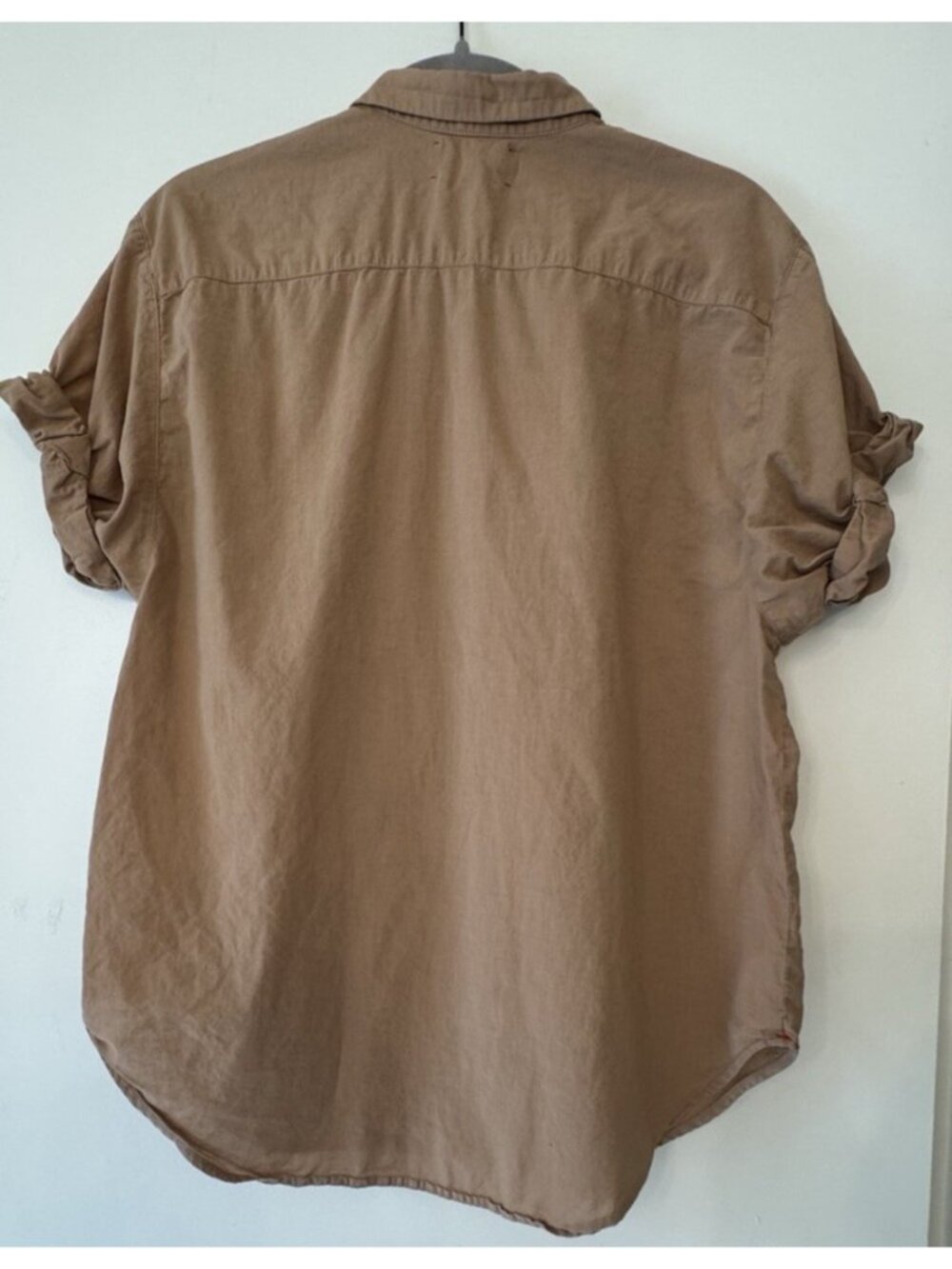 Xirena Channing Shirt Neutral Tan Roll Short Sleeve Costal Minimalist Oversized - Picture 3 of 10